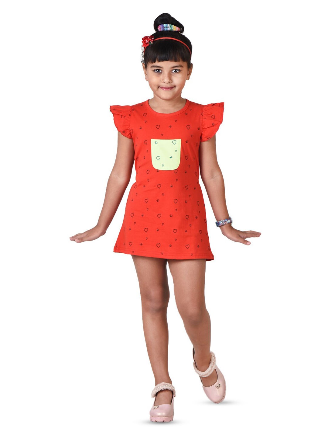 

POMY & JINNY Flutter Sleeve T-shirt Dress, Red