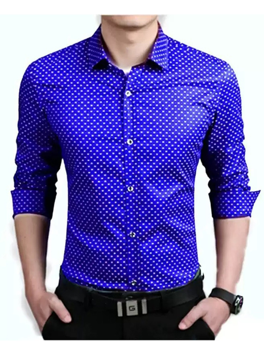 

FUBAR Micro Ditsy Printed Modern Cotton Casual Shirt, Blue