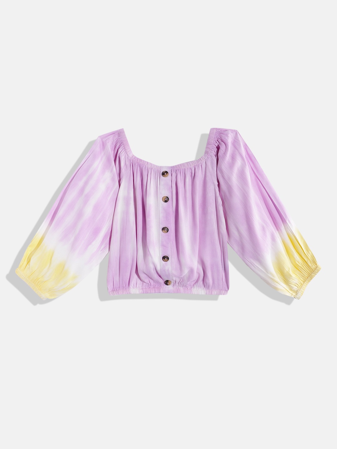 

HERE&NOW Ombre Sweetheart Neck Puff Sleeve Top, Lavender
