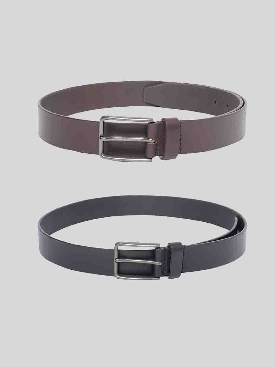 

TOM LANG LONDON Men Pack of 2 Leather Formal Belt, Black