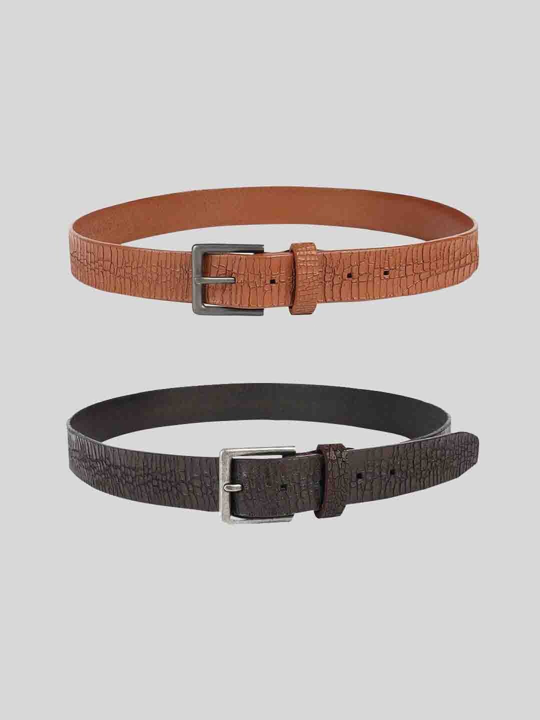 

TOM LANG LONDON Men Pack of 2 Leather Formal Belt, Brown