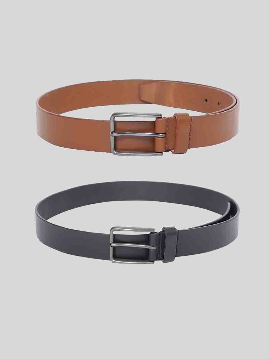 

TOM LANG LONDON Men Pack of 2 Leather Formal Belt, Grey