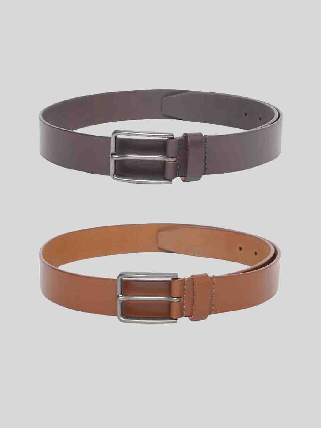 

TOM LANG LONDON Men Pack of 2 Leather Formal Belt, Brown