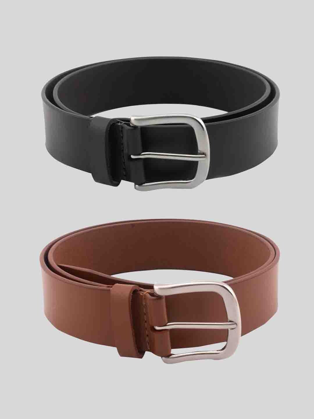 

TOM LANG LONDON Men Pack of 2 Leather Formal Belt, Black