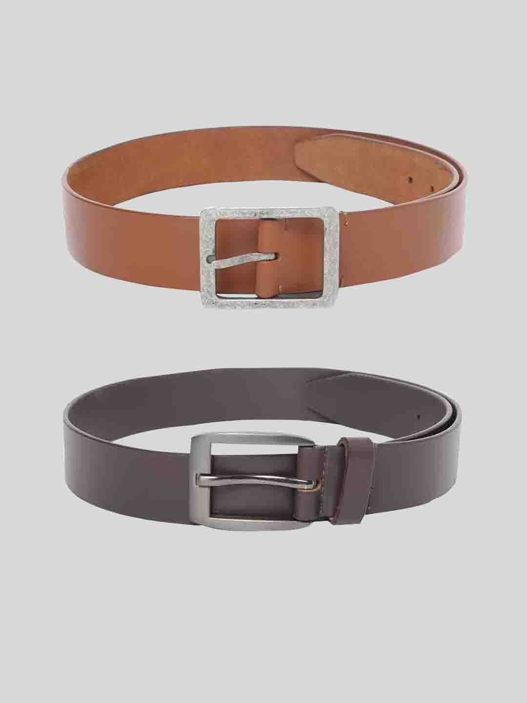 

TOM LANG LONDON Men Pack of 2 Leather Formal Belt, Brown