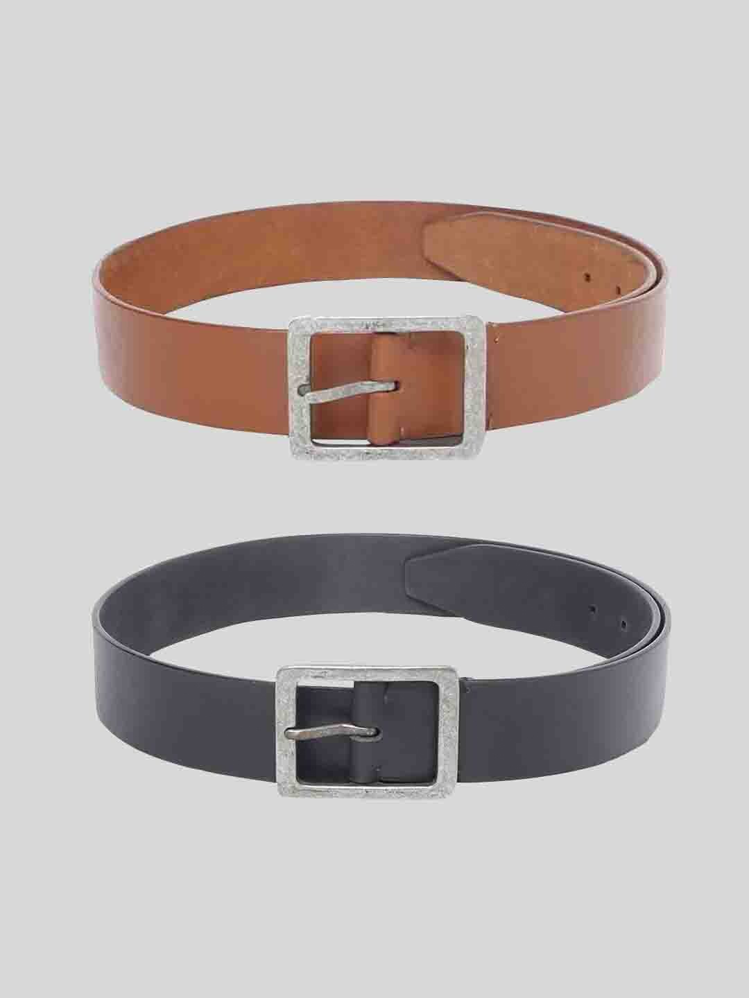 

TOM LANG LONDON Men Pack of 2 Leather Formal Belt, Brown