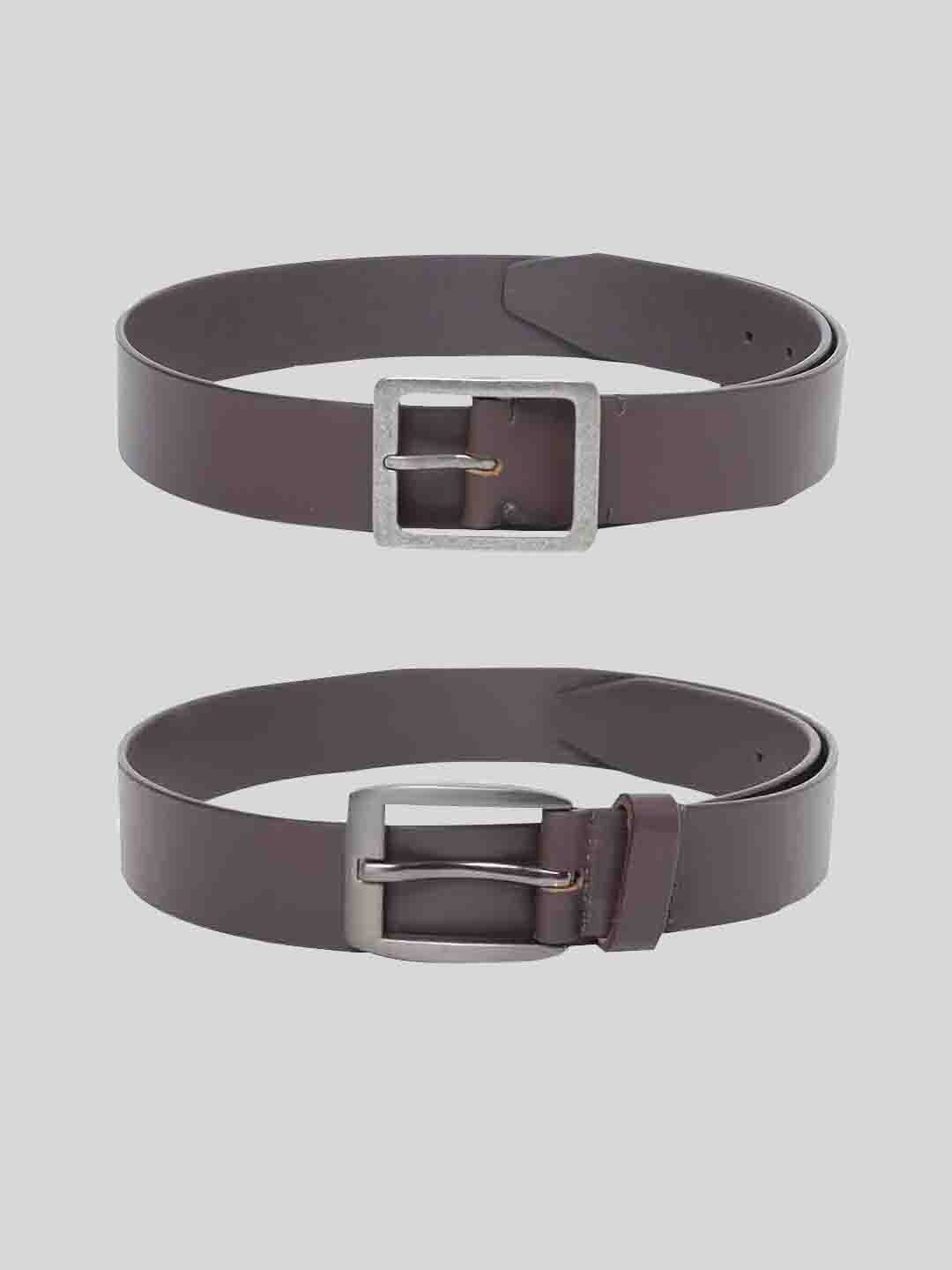 

TOM LANG LONDON Men Pack of 2 Leather Formal Belt, Brown