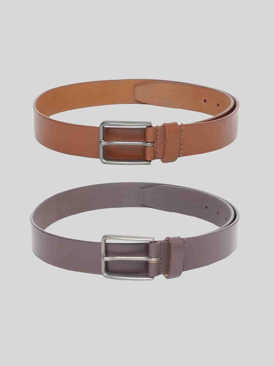 

TOM LANG LONDON Men Pack of 2 Leather Formal Belt, Tan