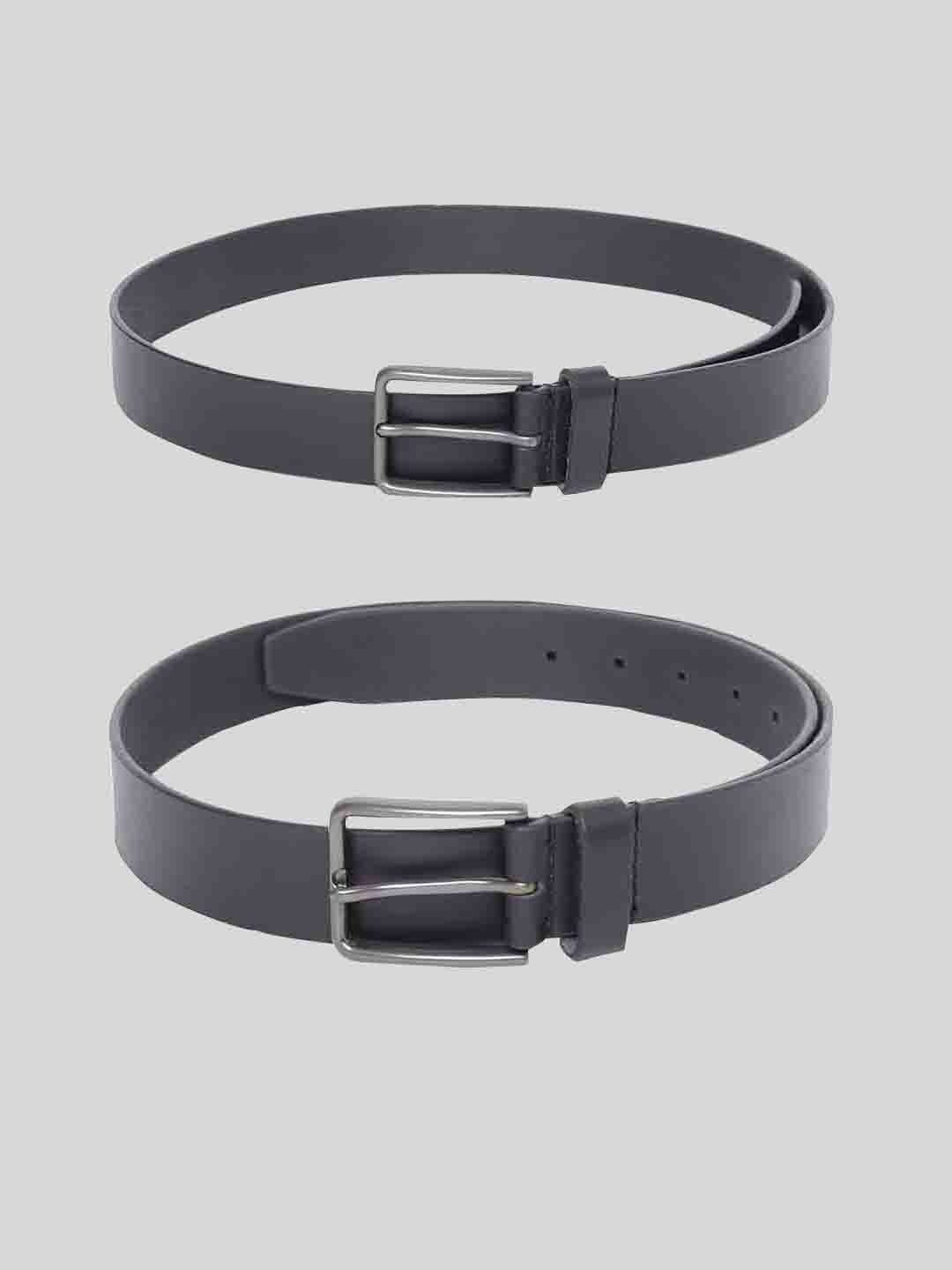 

TOM LANG LONDON Men Pack of 2 Leather Formal Belt, Black