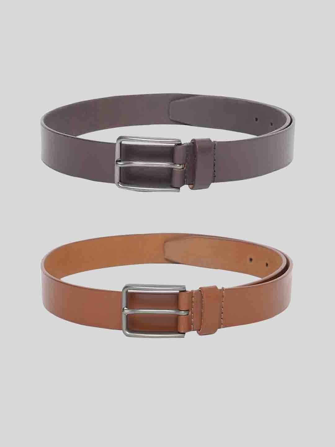 

TOM LANG LONDON Men Pack of 2 Leather Formal Belt, Tan