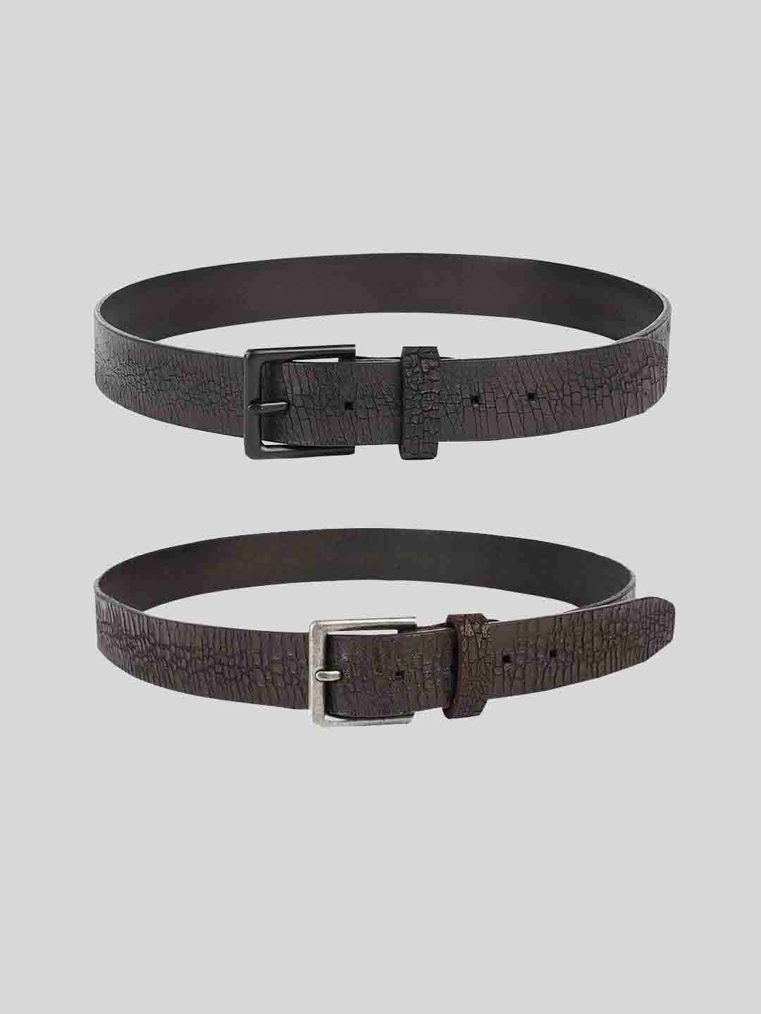 

TOM LANG LONDON Men Pack of 2 Leather Formal Belt, Black
