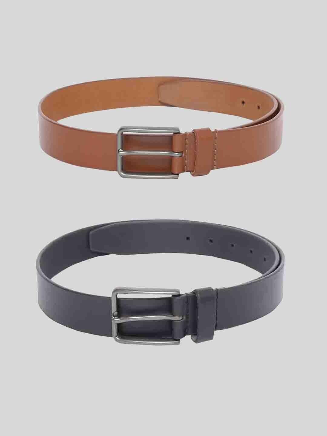 

TOM LANG LONDON Men Pack of 2 Leather Formal Belt, Brown