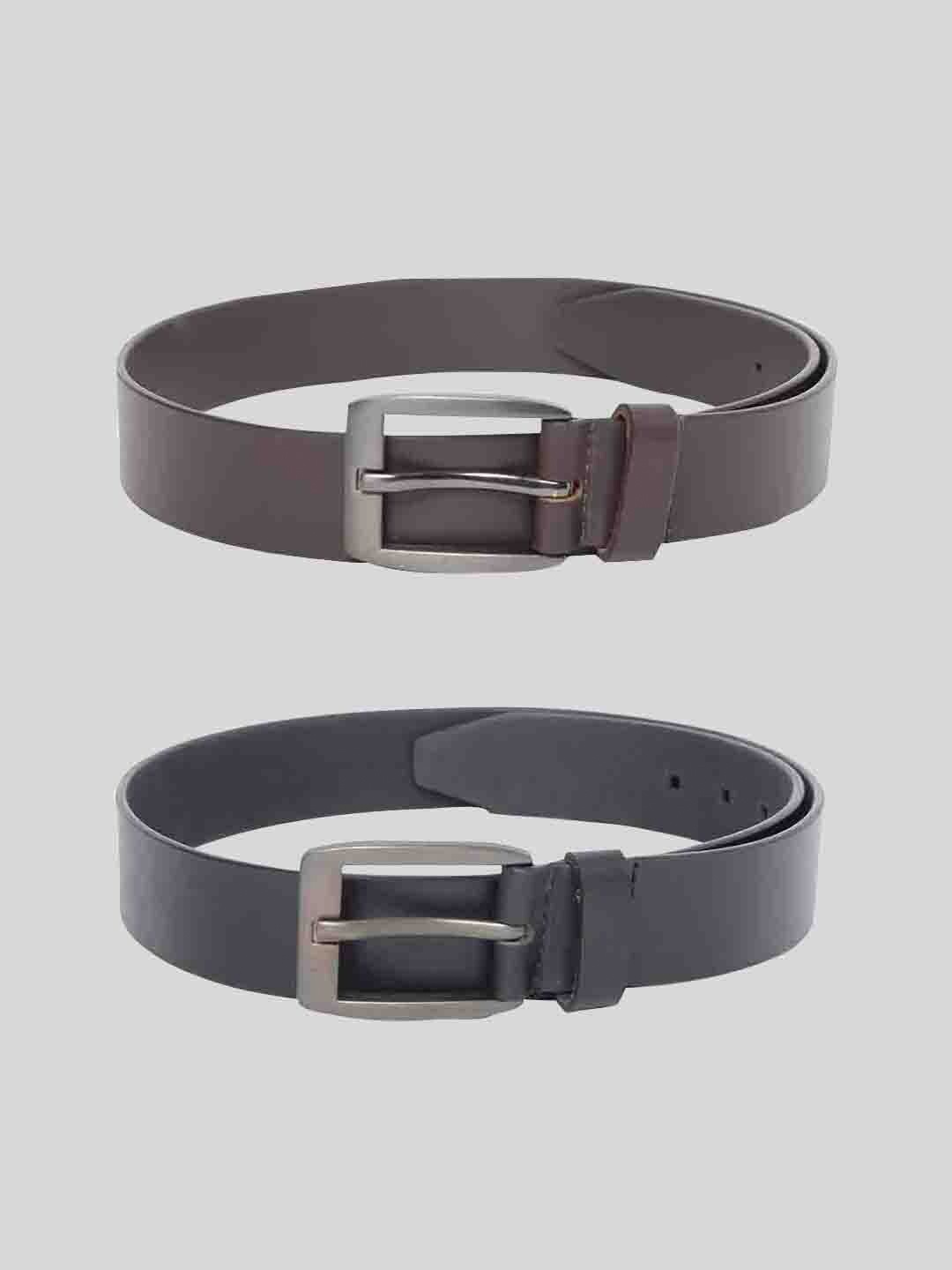 

TOM LANG LONDON Men Pack of 2 Leather Formal Belt, Black