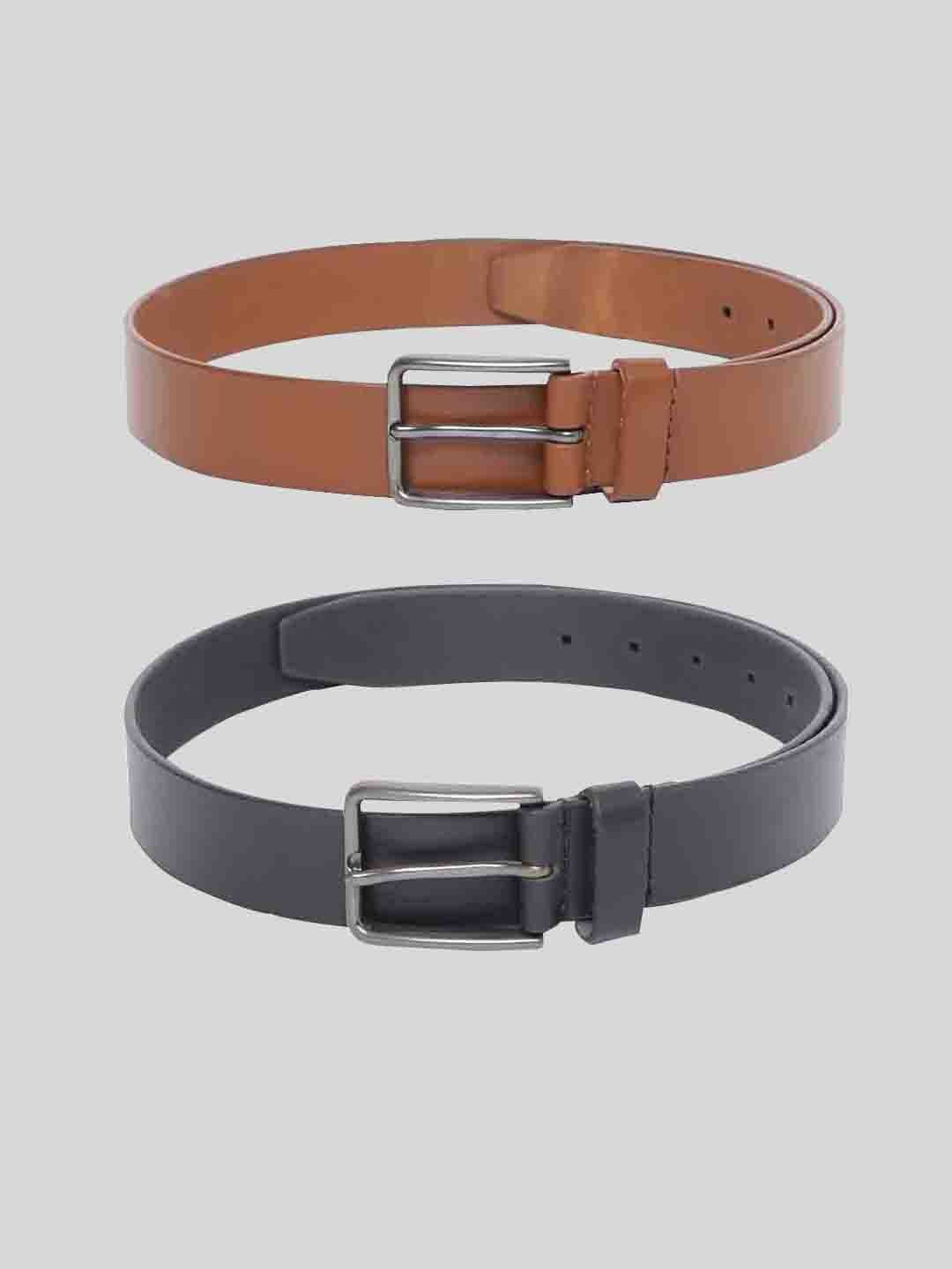 

TOM LANG LONDON Men Pack of 2 Leather Formal Belt, Black