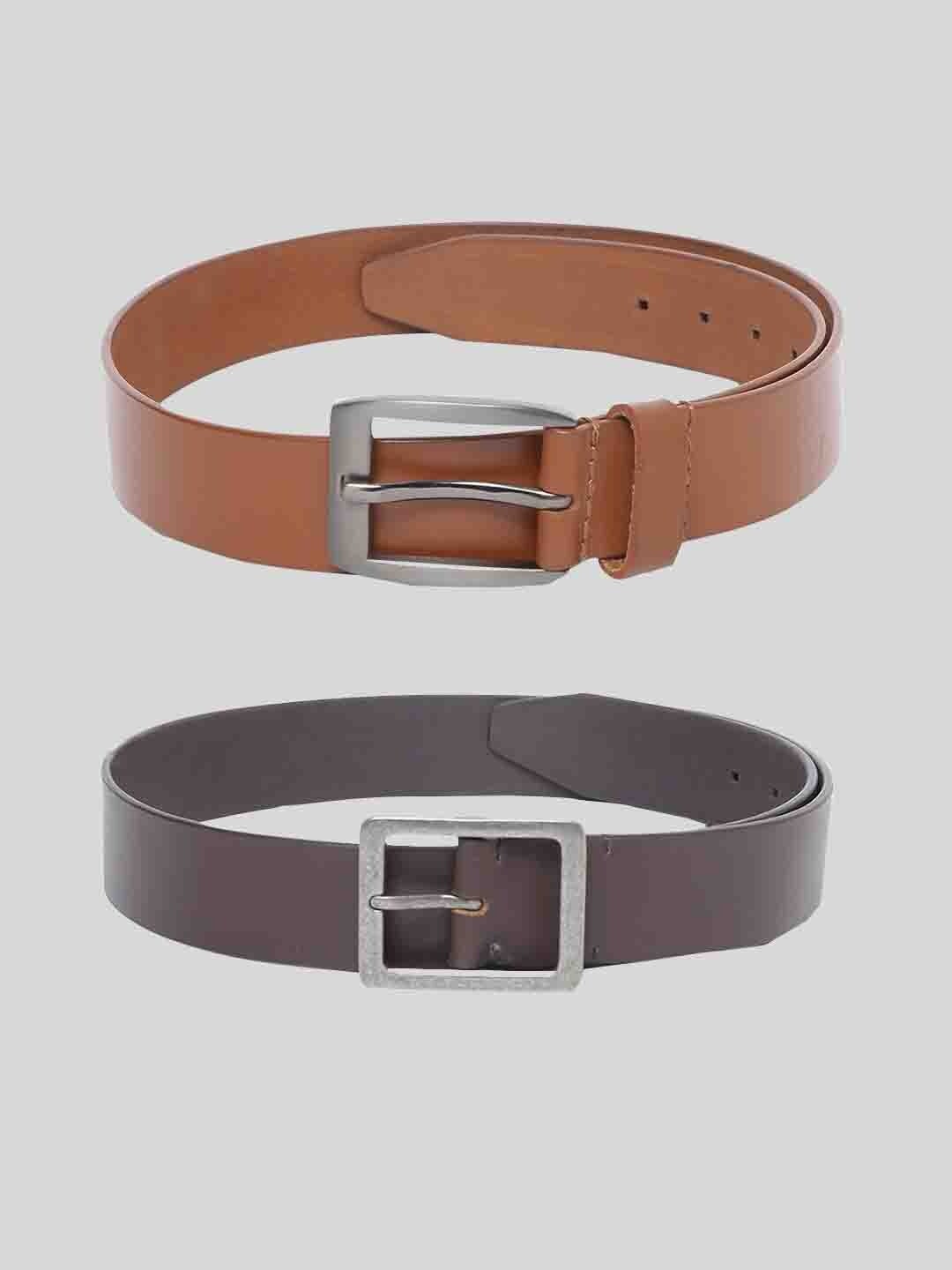 

TOM LANG LONDON Men Pack of 2 Leather Formal Belt, Tan