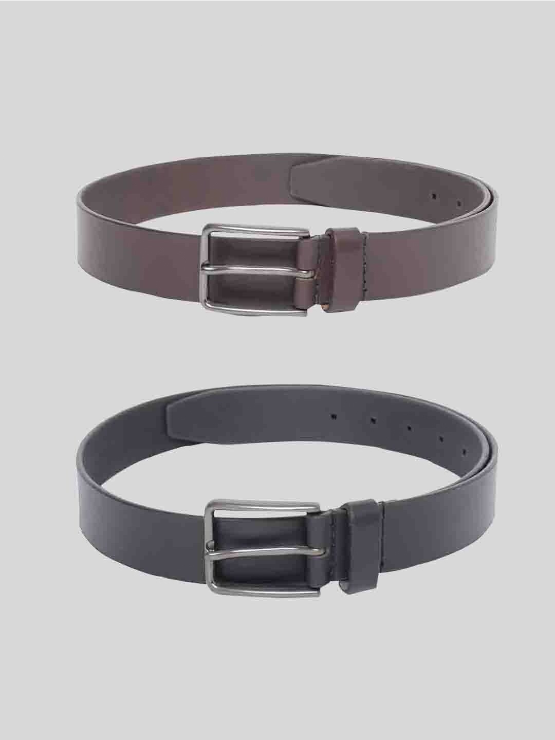 TOM LANG LONDON Men Pack of 2 Leather Formal Belt, Black