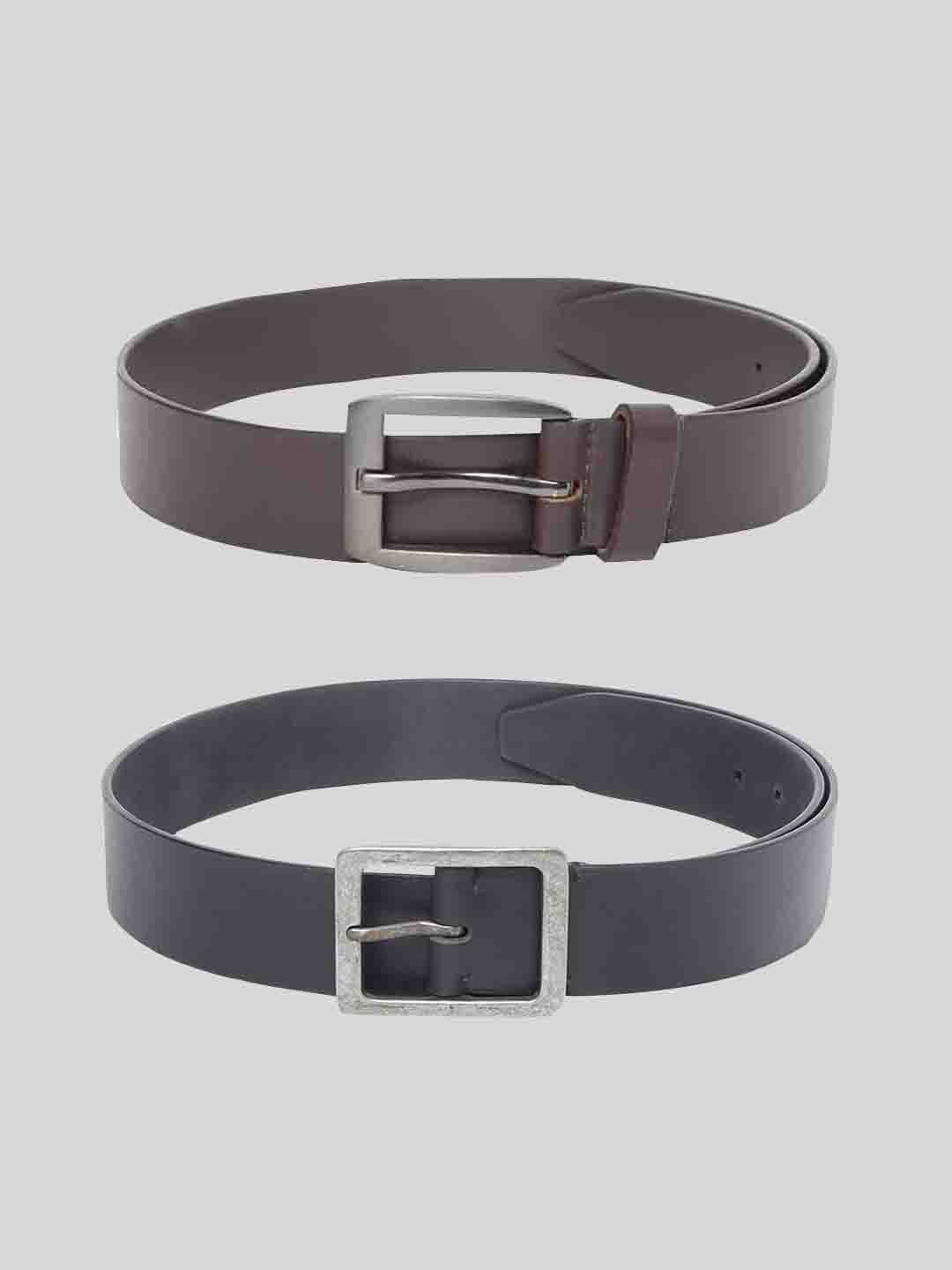 

TOM LANG LONDON Men Pack of 2 Leather Formal Belt, Black