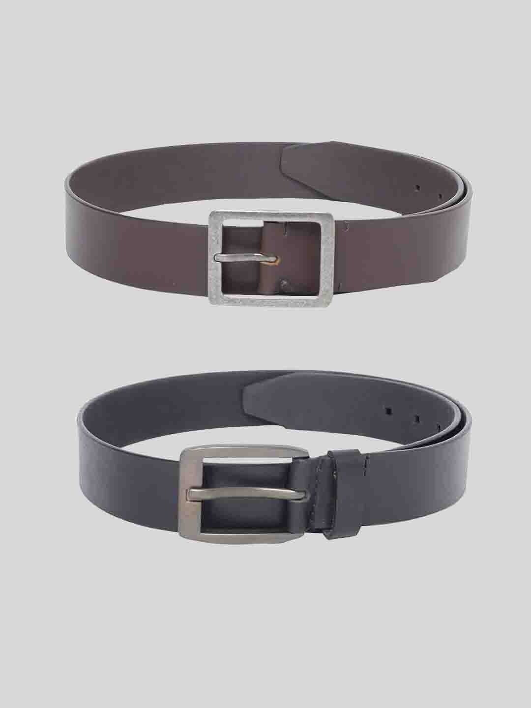 

TOM LANG LONDON Men Pack of 2 Leather Formal Belt, Black