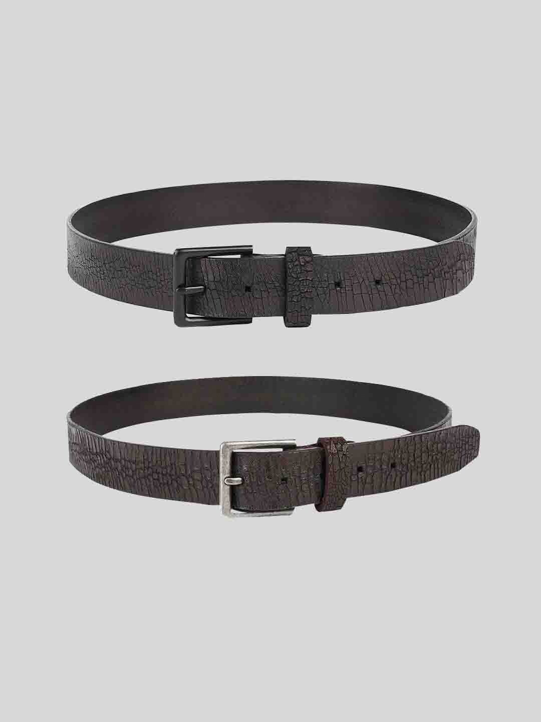 TOM LANG LONDON Men Pack of 2 Leather Formal Belt, Black