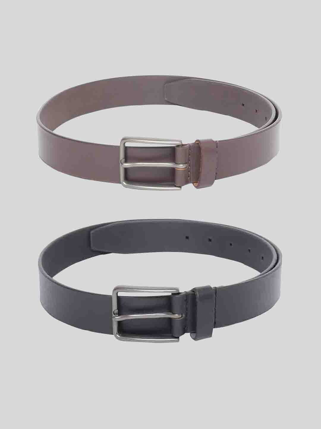 

TOM LANG LONDON Men Pack of 2 Leather Formal Belt, Black