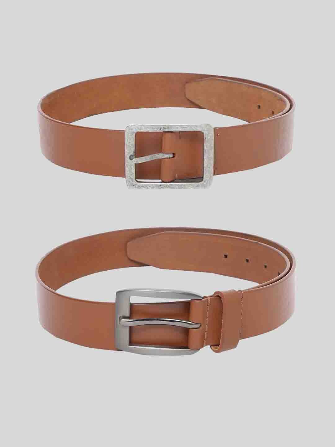 

TOM LANG LONDON Men Pack of 2 Leather Formal Belt, Tan