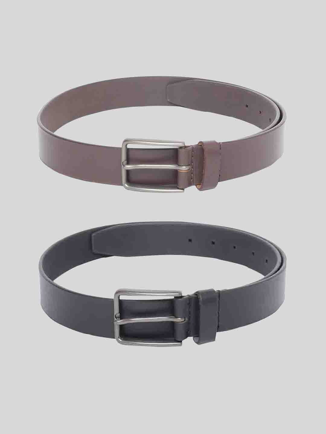 

TOM LANG LONDON Men Pack of 2 Leather Formal Belt, Black