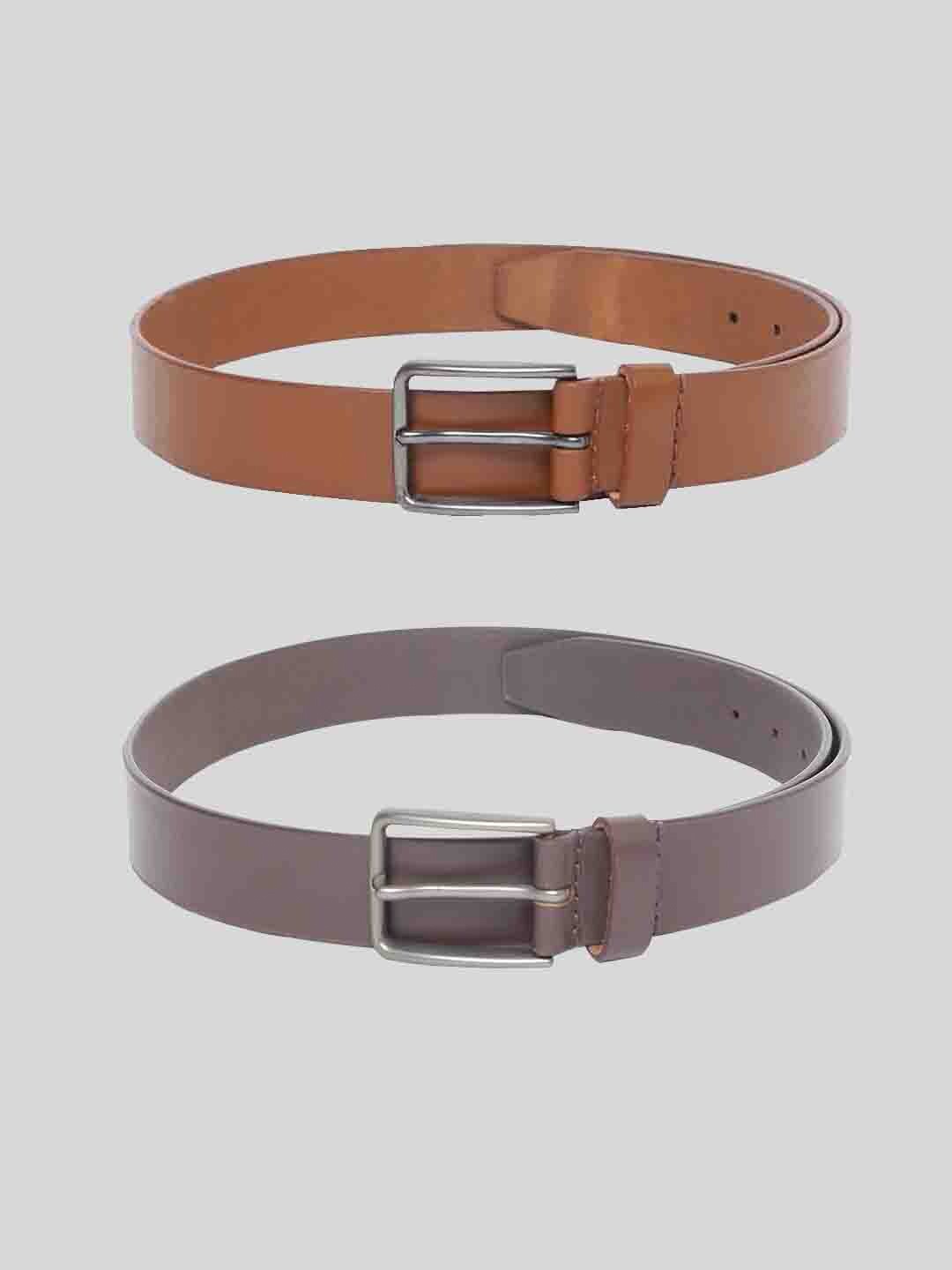 

TOM LANG LONDON Men Pack of 2 Leather Formal Belt, Brown