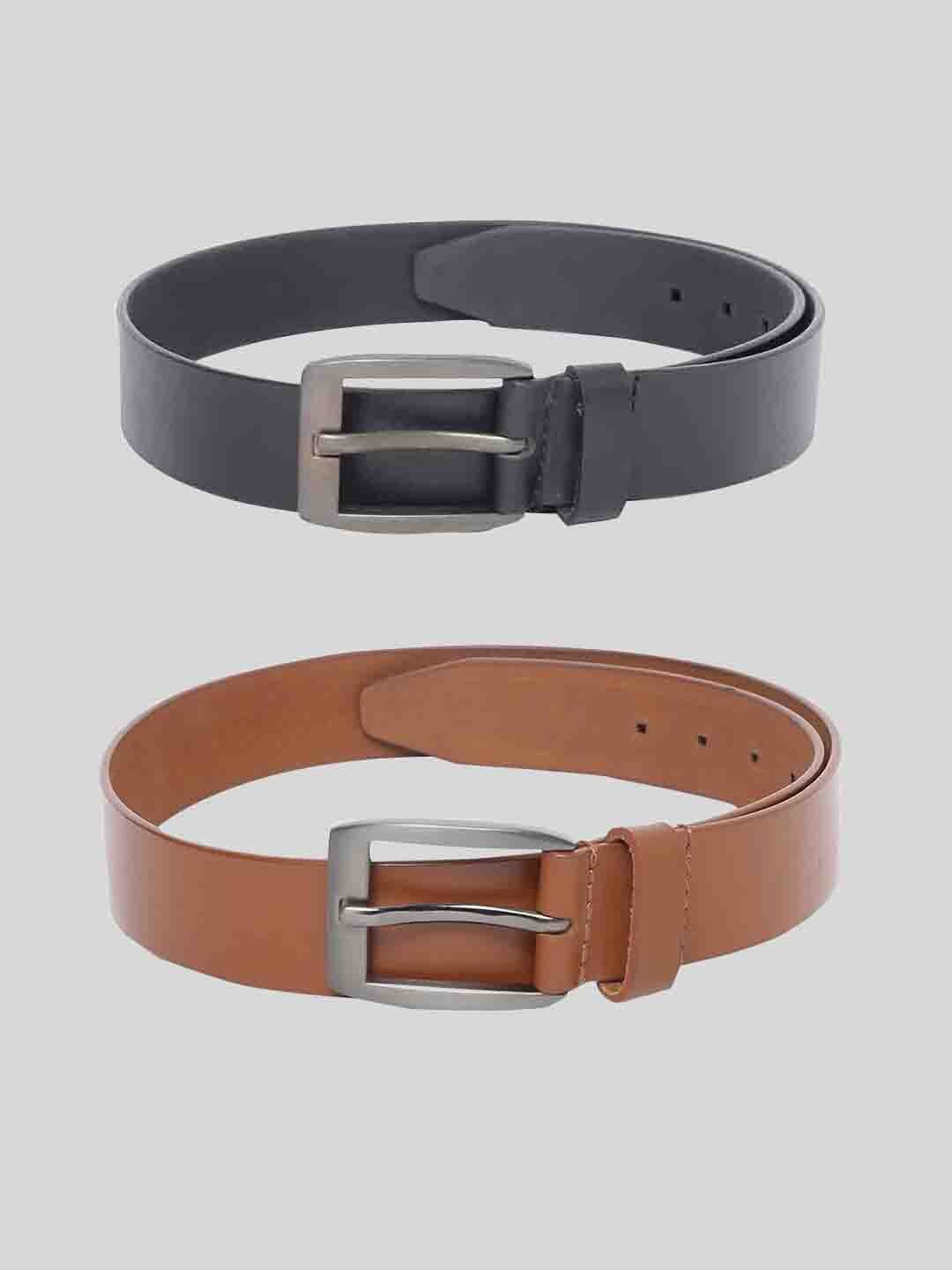 

TOM LANG LONDON Men Pack of 2 Leather Formal Belt, Brown
