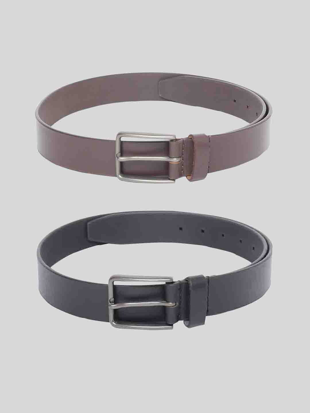 

TOM LANG LONDON Men Pack of 2 Leather Formal Belt, Black