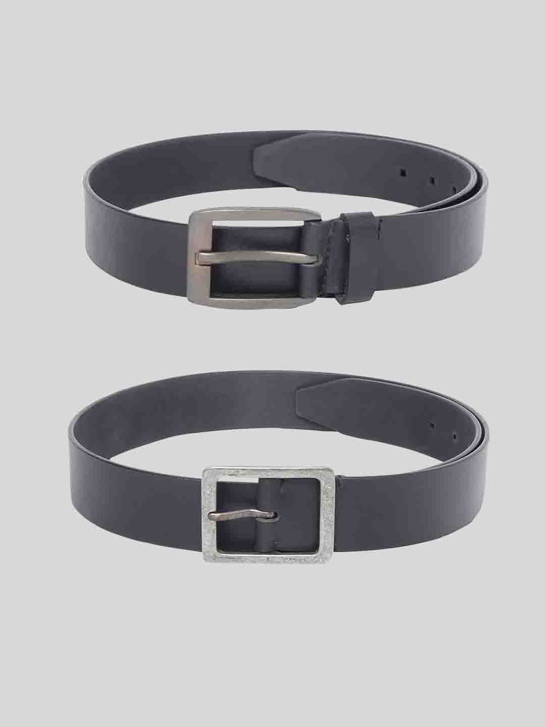 

TOM LANG LONDON Men Pack of 2 Leather Formal Belt, Black