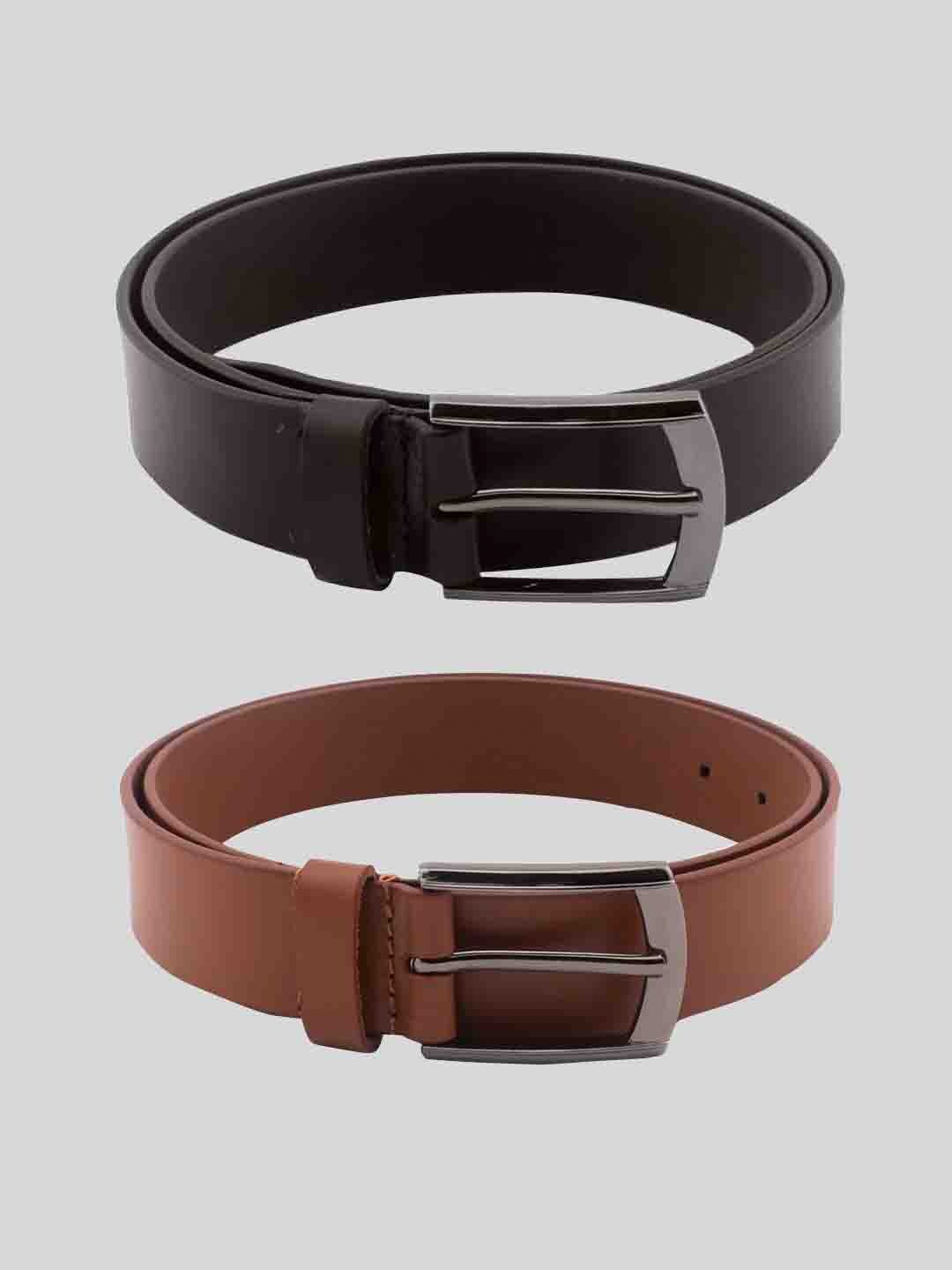 

TOM LANG LONDON Men Pack of 2 Leather Formal Belt, Brown