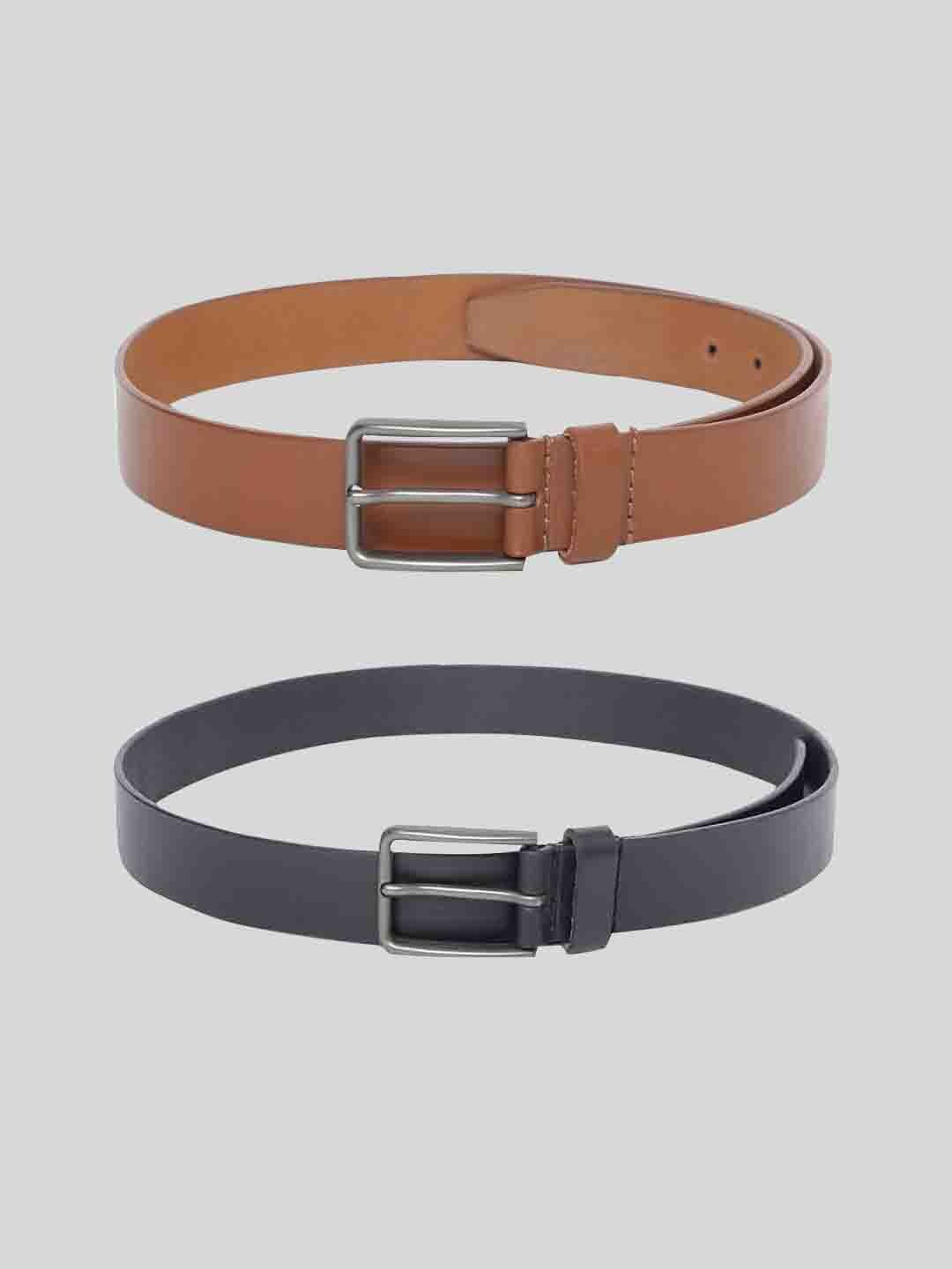 

TOM LANG LONDON Men Pack of 2 Leather Formal Belt, Tan