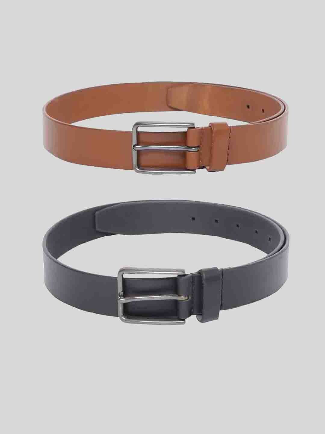 

TOM LANG LONDON Men Pack of 2 Leather Formal Belt, Black