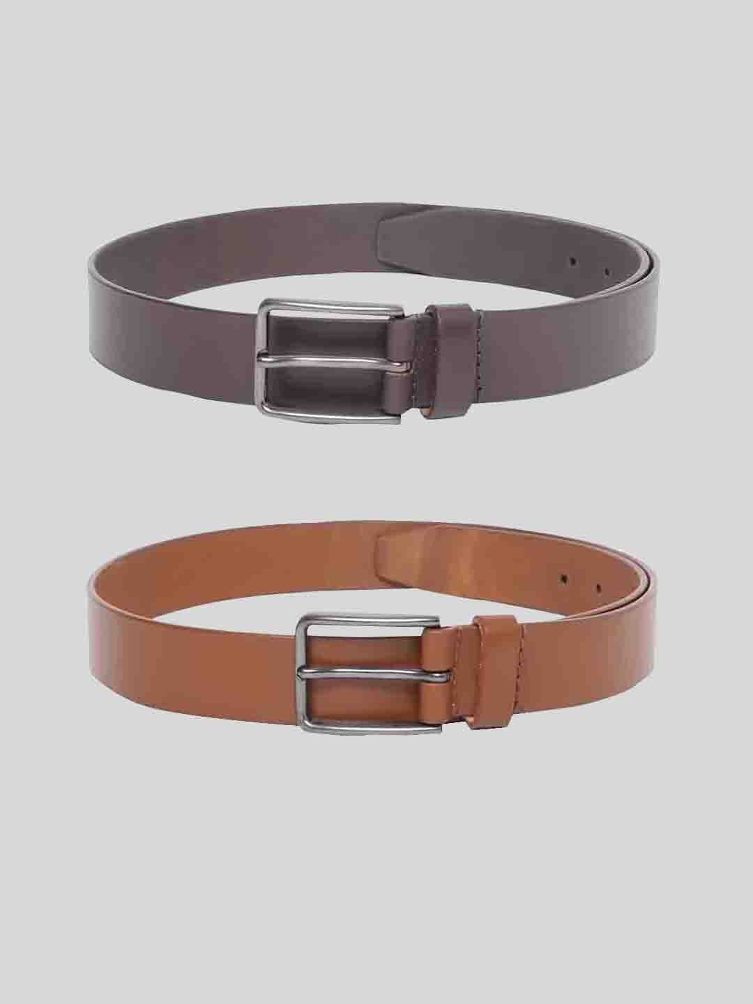 

TOM LANG LONDON Men Pack of 2 Leather Formal Belt, Brown