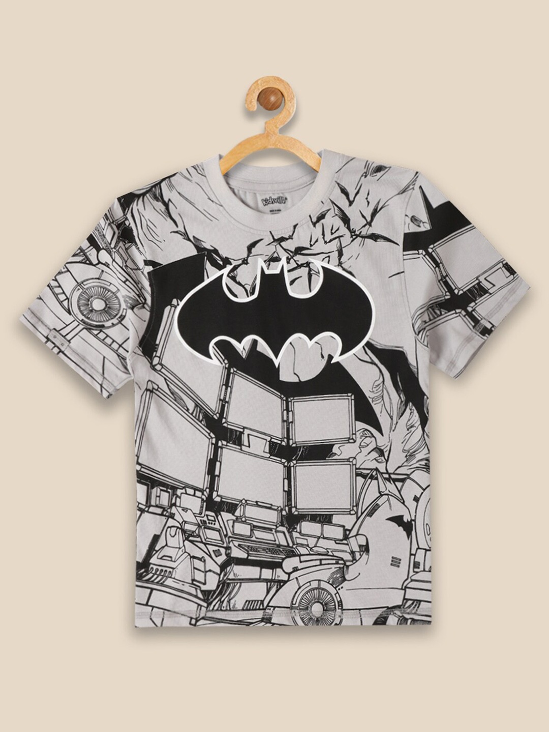 

Kids Ville Boys Batman Graphic Printed Cotton T-Shirt, Grey