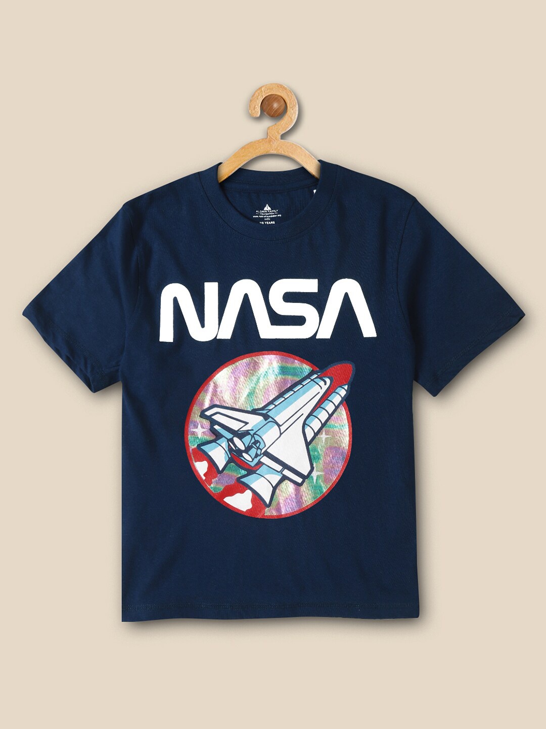 

Kids Ville Boys Nasa Graphic Printed Cotton Casual T-Shirt, Navy blue
