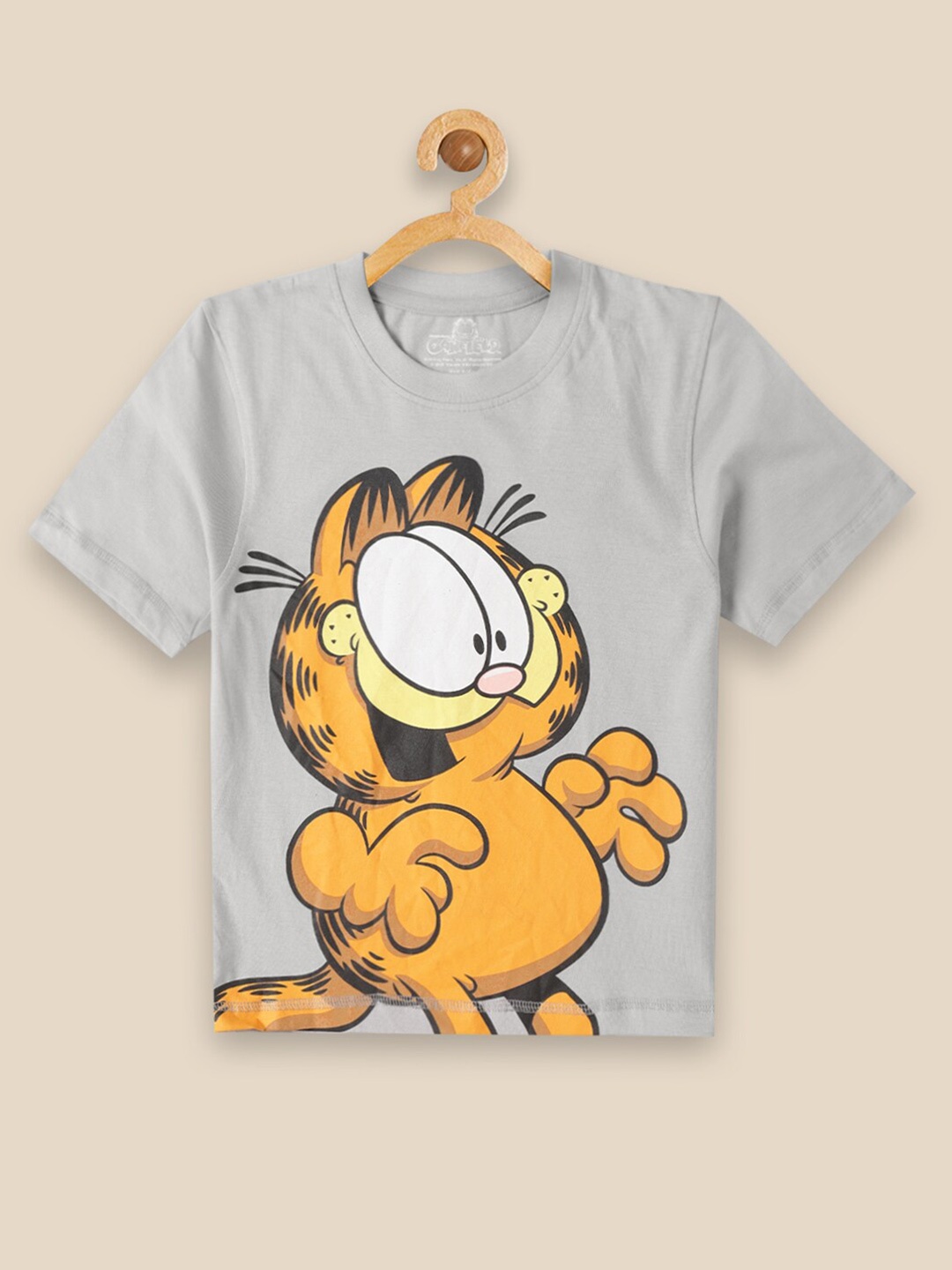 Kids Ville Boys Garfield Printed Cotton Casual T-Shirt, Grey