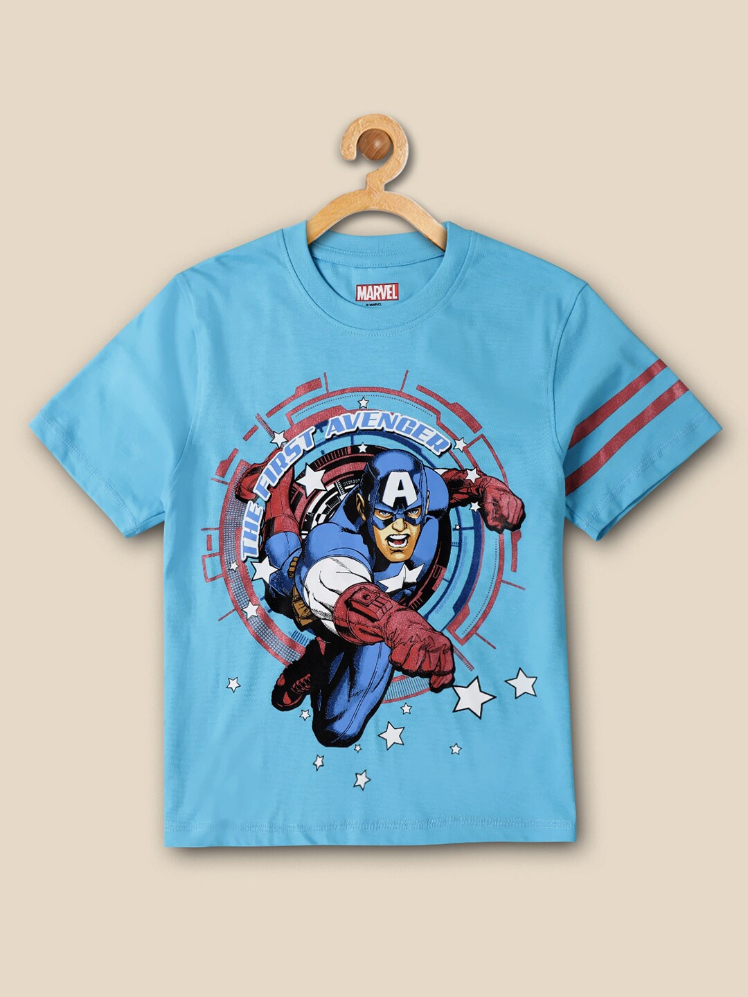 

Kids Ville Boys Captain America Printed Cotton Casual T-Shirt, Blue