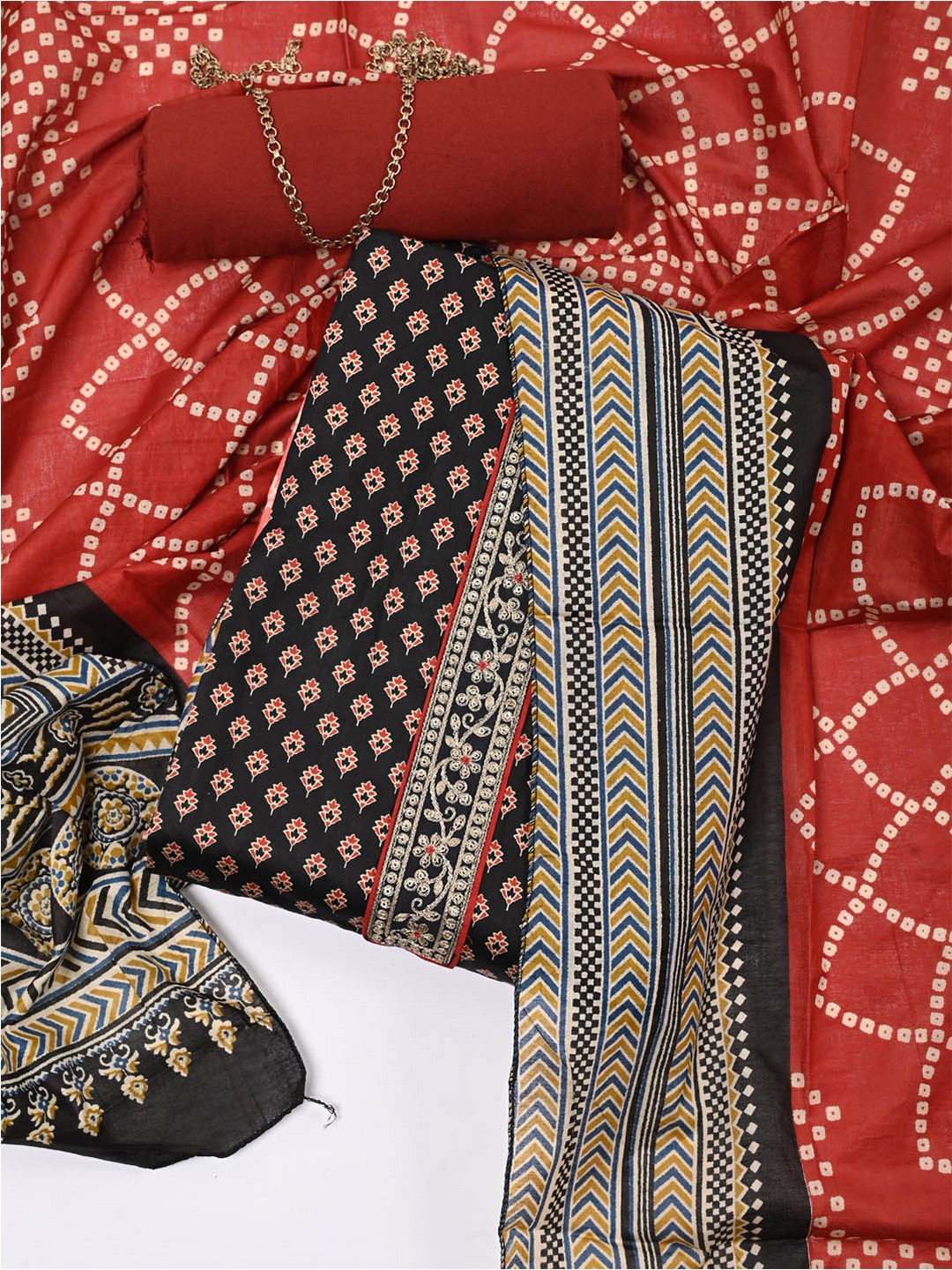 

Meena Bazaar Printed Unstitched Dress Material, Black
