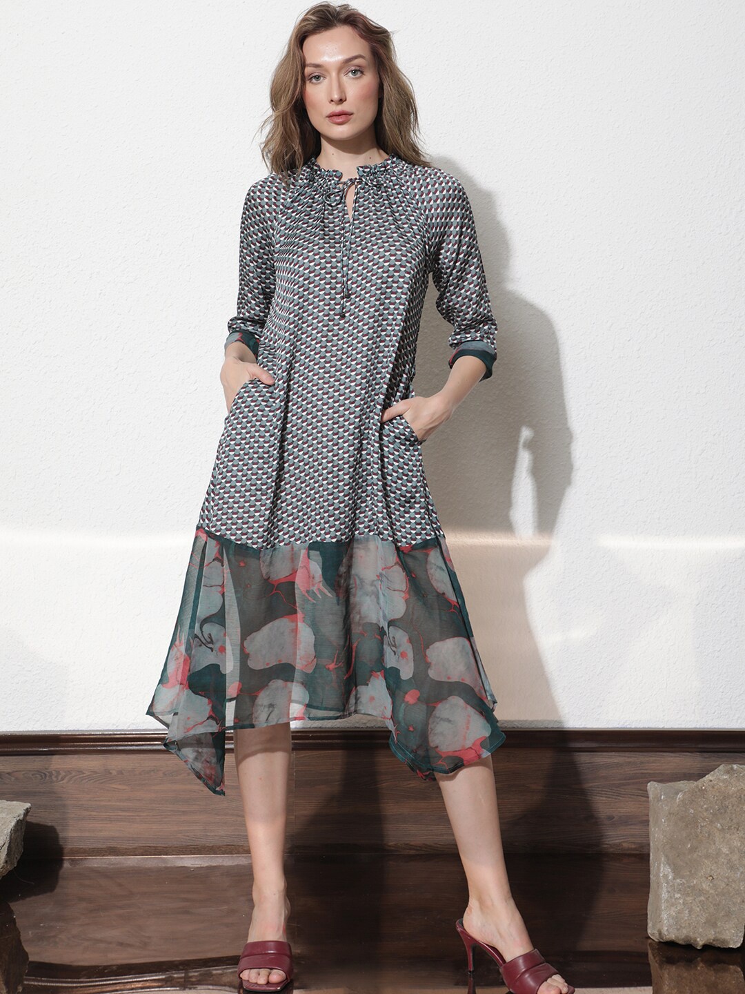 

RAREISM Polka Dots A-Line Maxi Dress, Multi