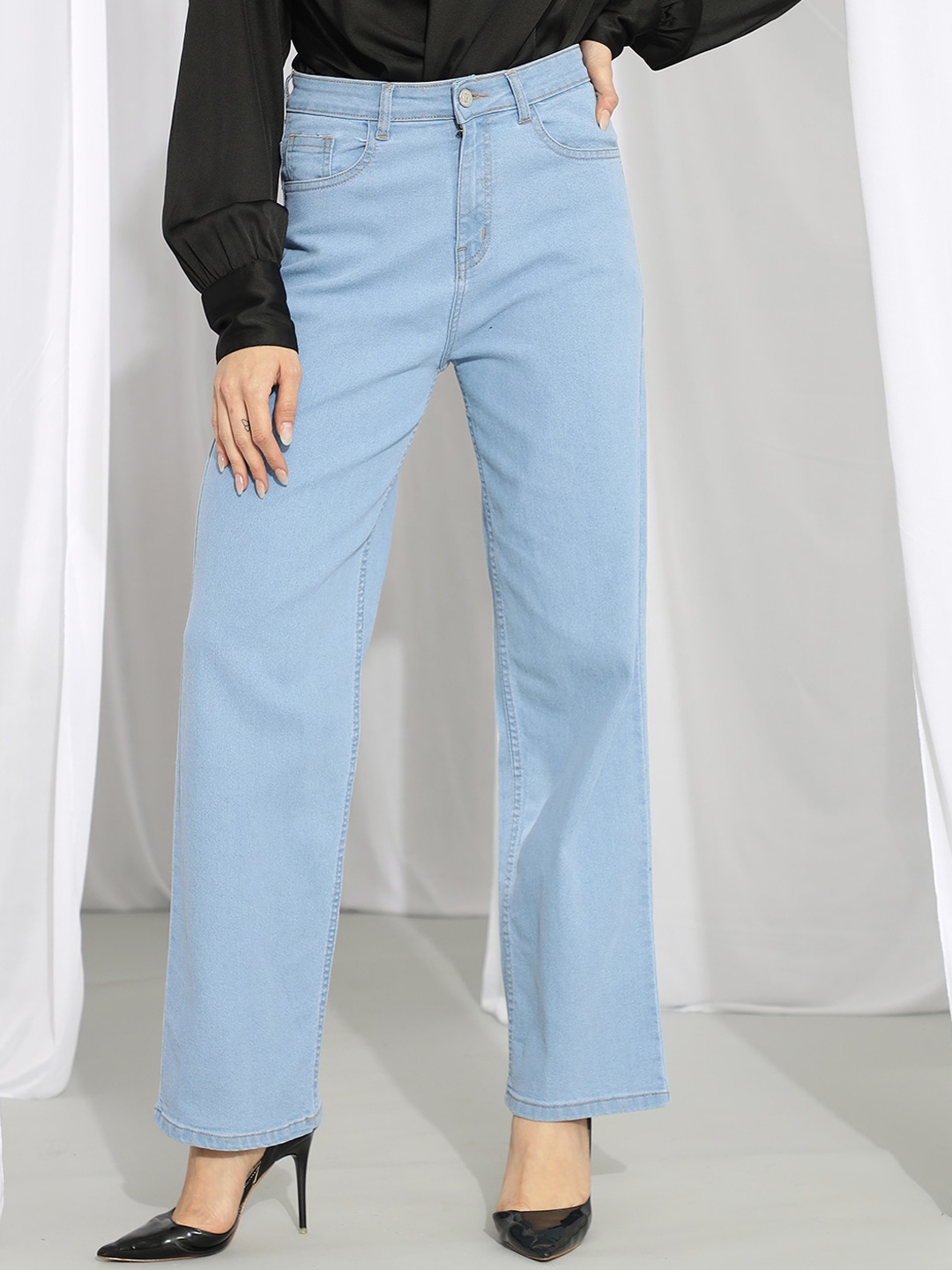 

Kotty Women Blue Straight Fit High-Rise Stretchable Jeans