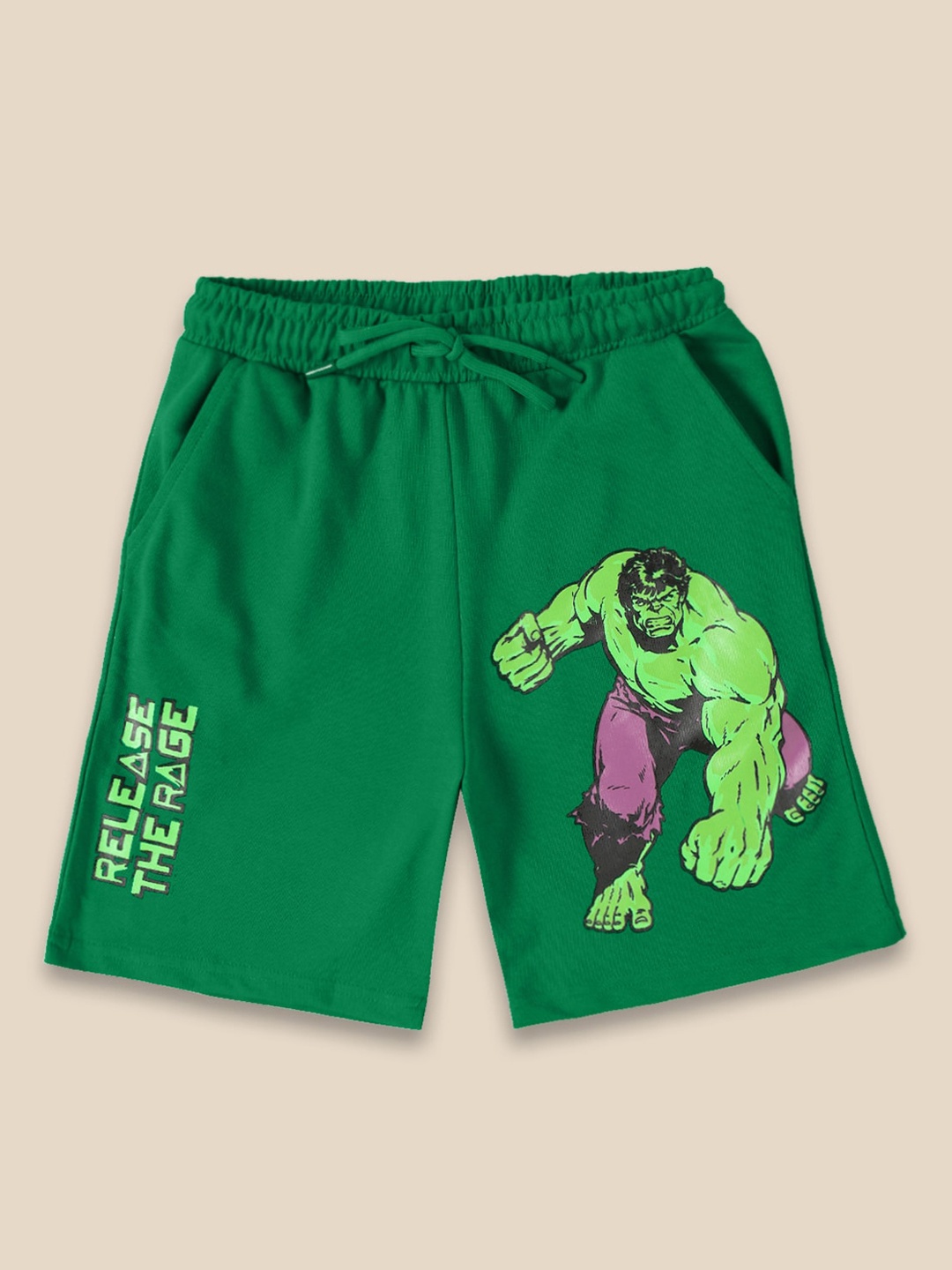 

Kids Ville Boys Hulk Printed Cotton Shorts, Green