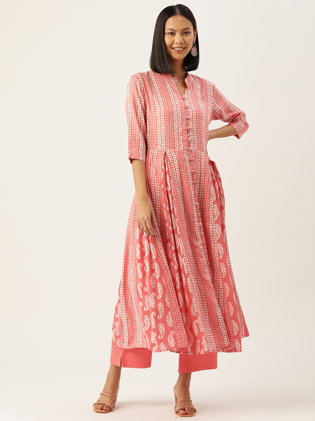 

Alsace Lorraine Paris Geometric Printed Kurta, Pink