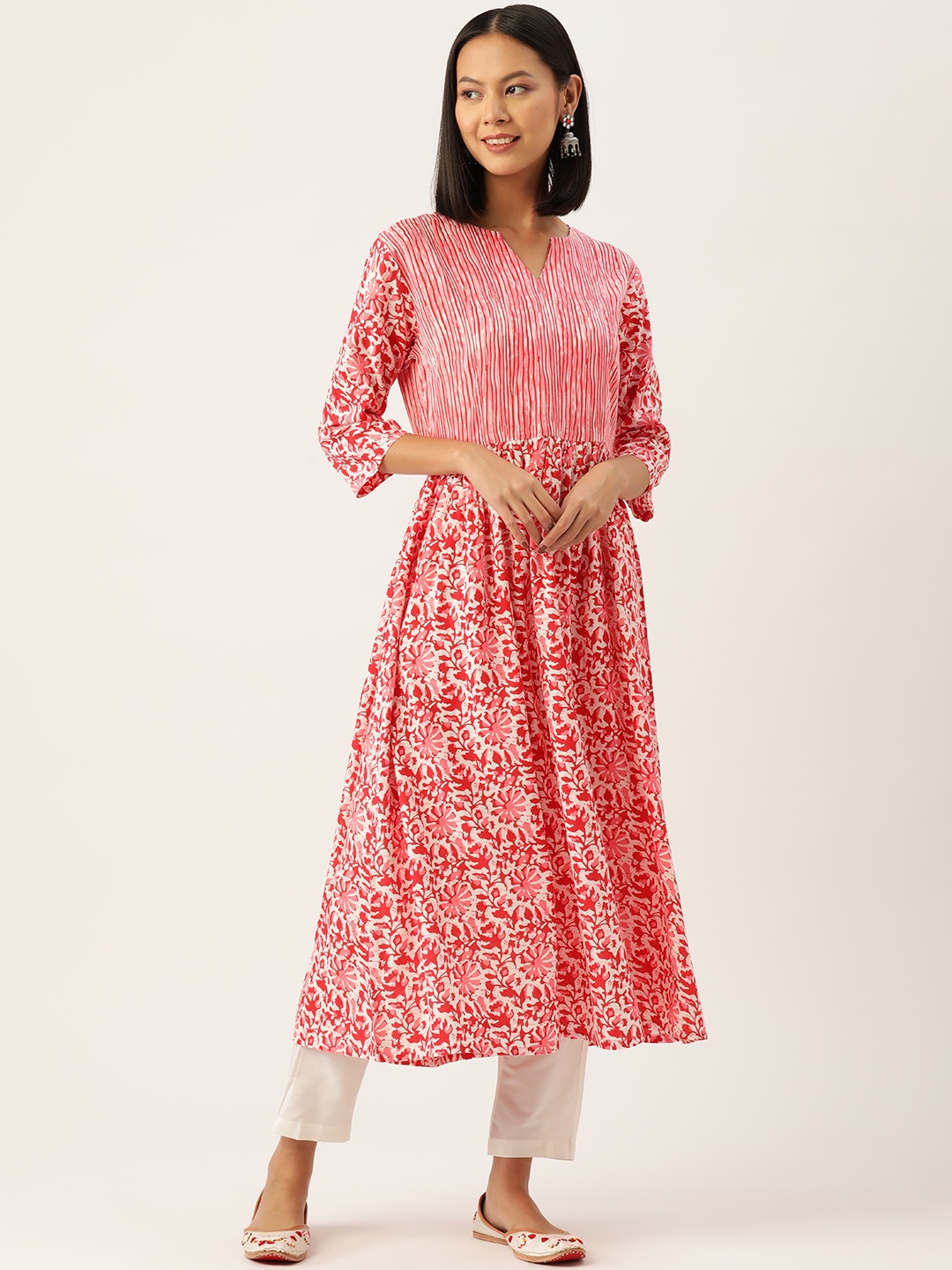 

Alsace Lorraine Paris Women Floral Printed Kurta, Pink