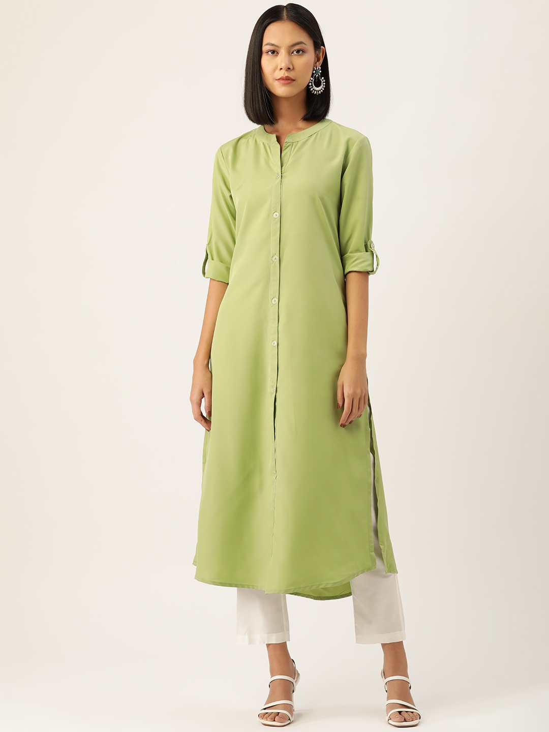 

Alsace Lorraine Paris Women Straight Crepe Kurta, Sea green
