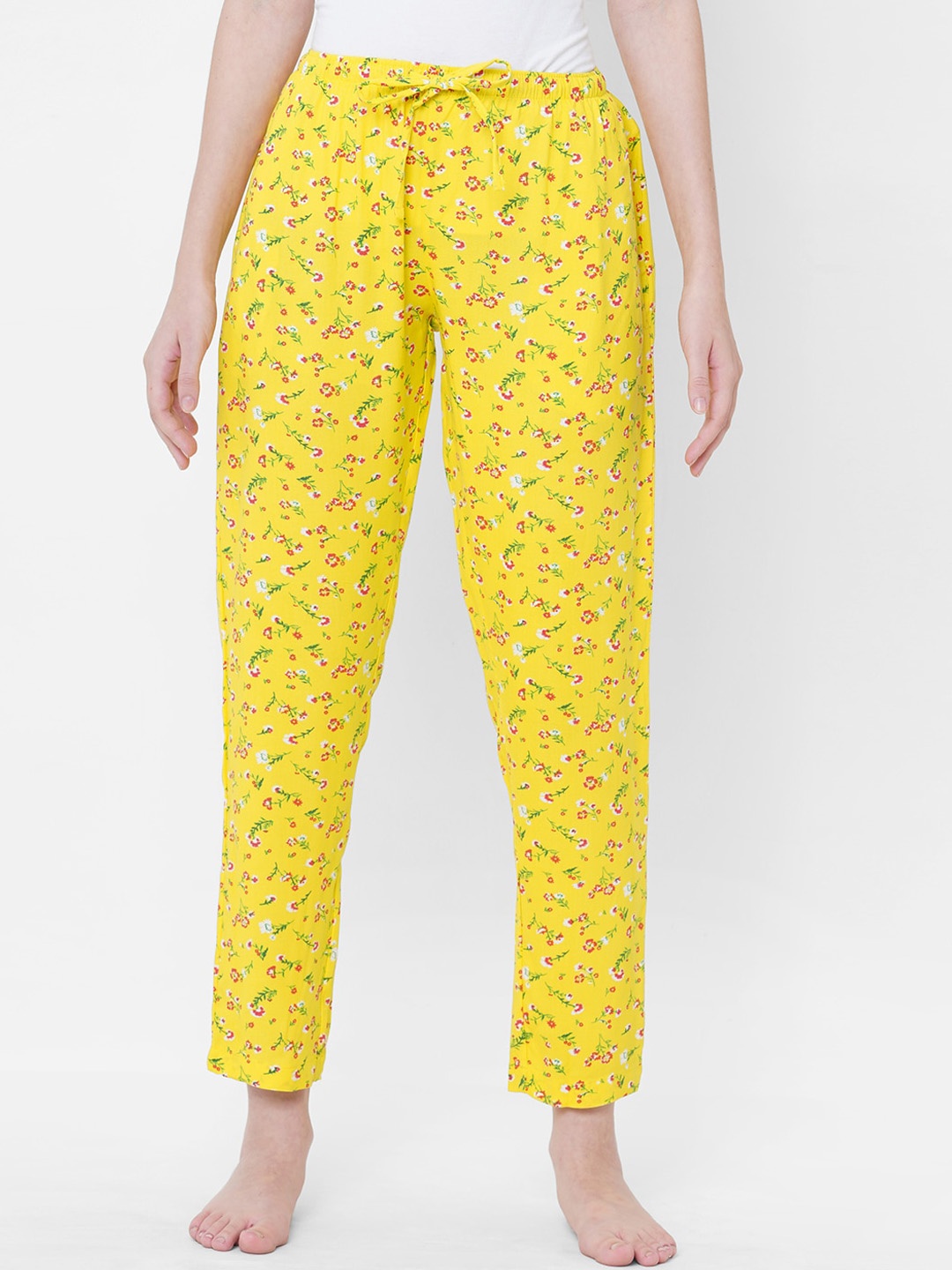 

URBAN SCOTTISH Women Printed Lounge Pants, Yellow