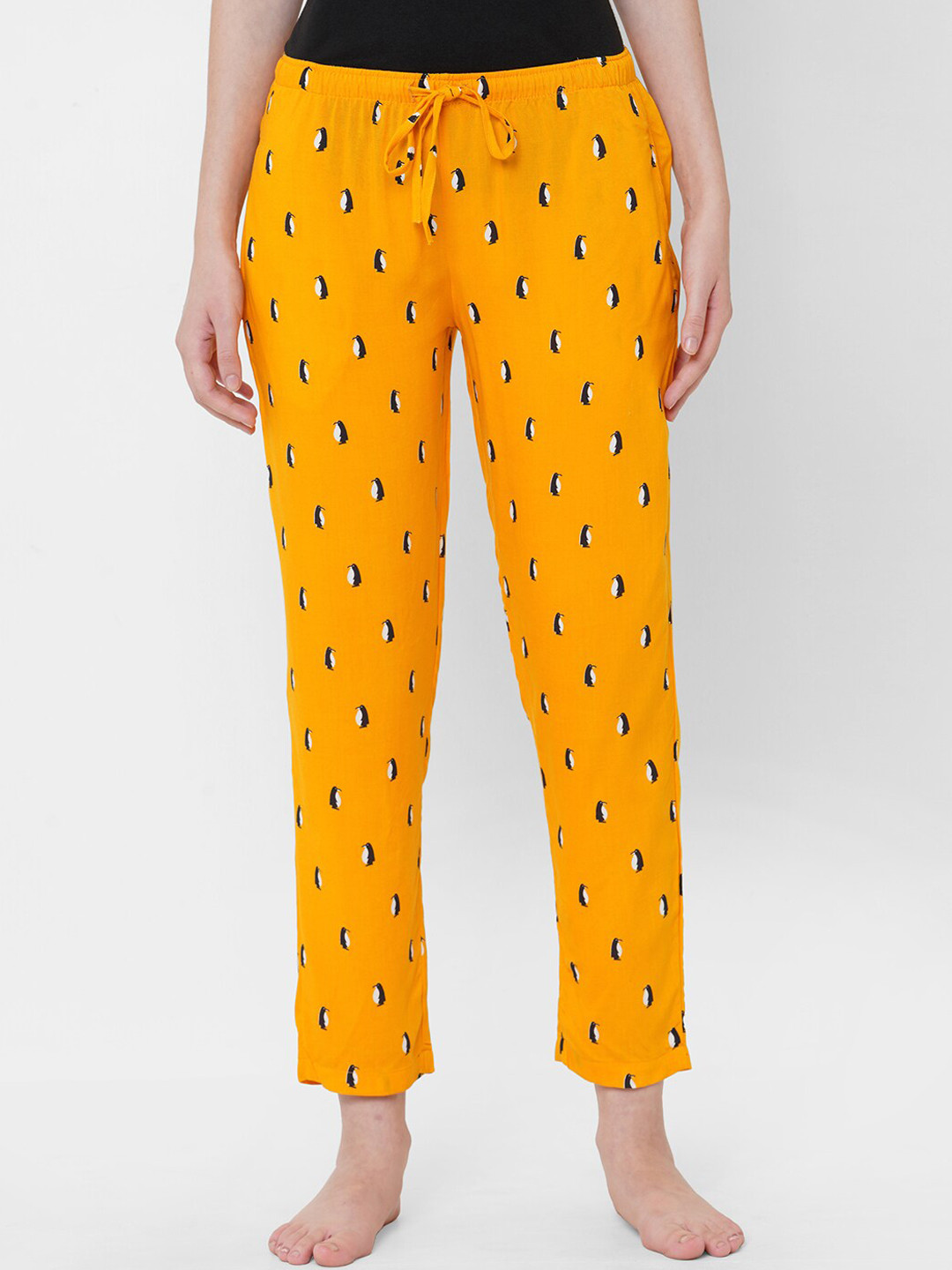 

URBAN SCOTTISH Women Printed Lounge Pants, Mustard