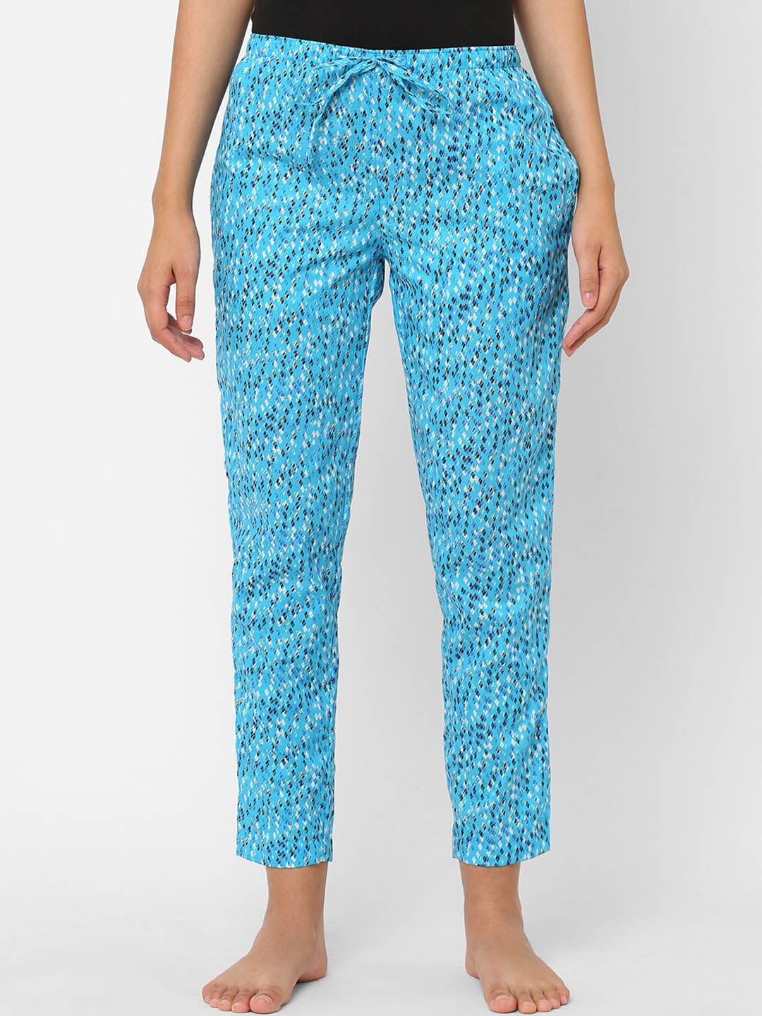 

URBAN SCOTTISH Women Printed Cotton Lounge Pants, Blue