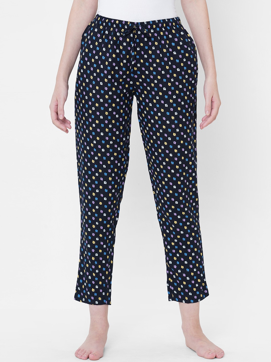

URBAN SCOTTISH Women Printed Lounge Pants, Navy blue
