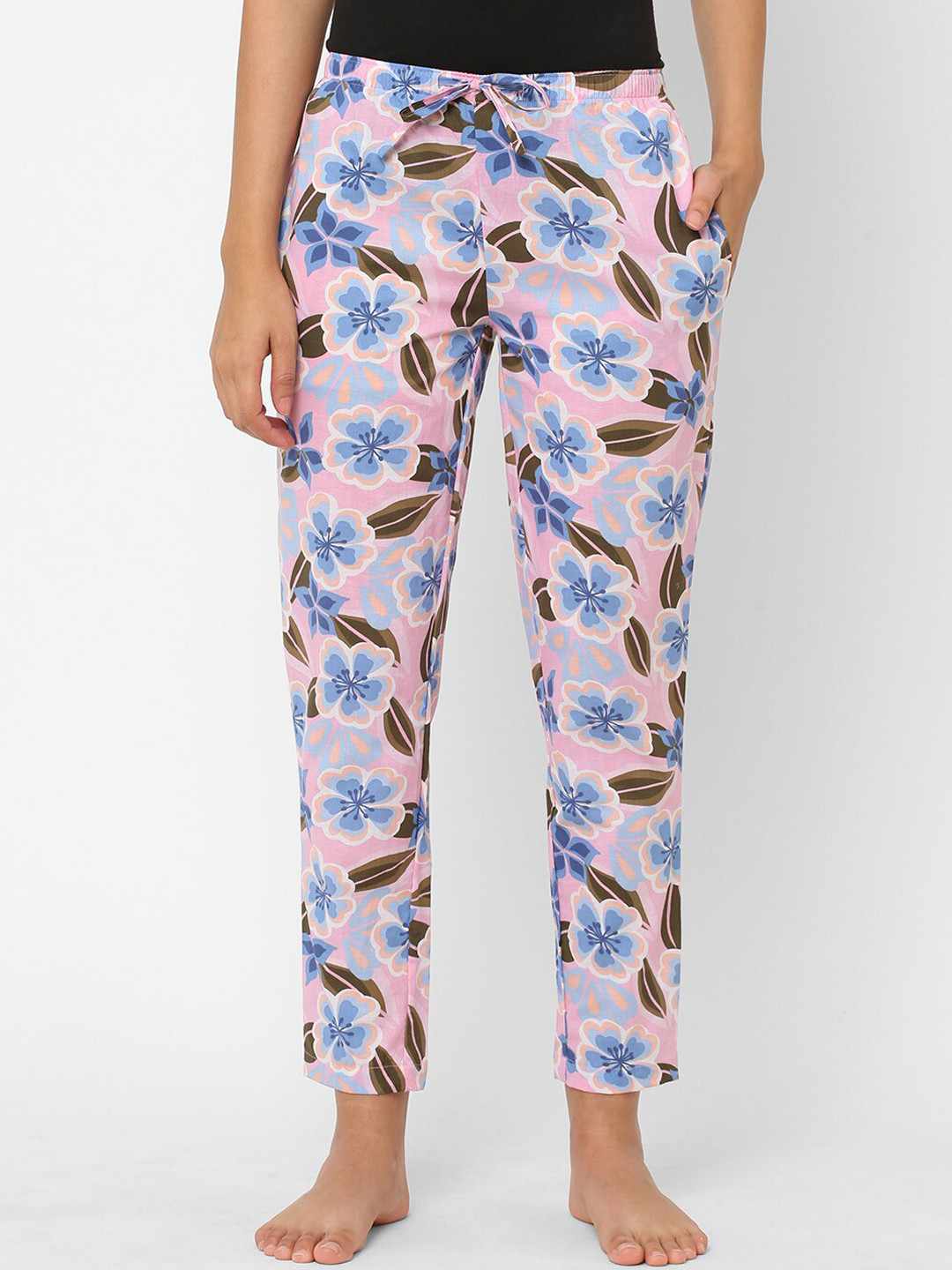 

URBAN SCOTTISH Women Printed Straight Lounge Pants, Pink
